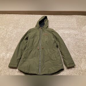 Women Columbia chatfield hill winter jacket coat olive green waist tie hood